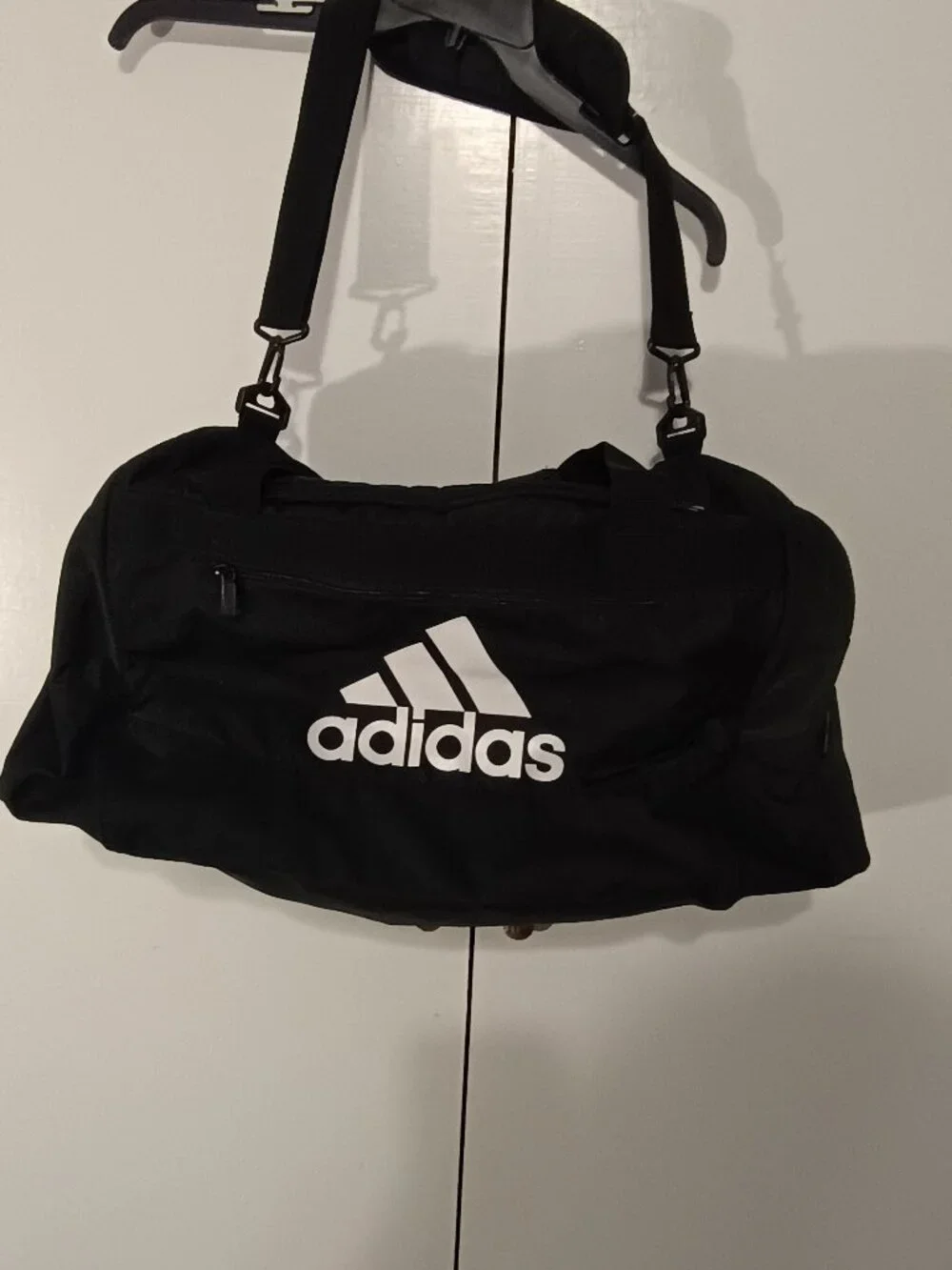 adidas Black Performance Duffel Gym Travel Bag Shoulder Strap Zip Pockets
